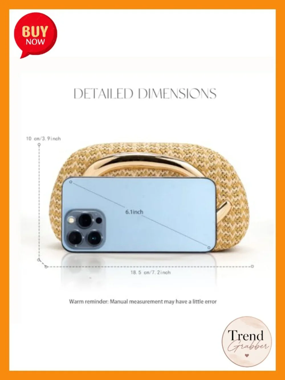 Woven Straw Clutch with Gold Metal Handle Wedding Party